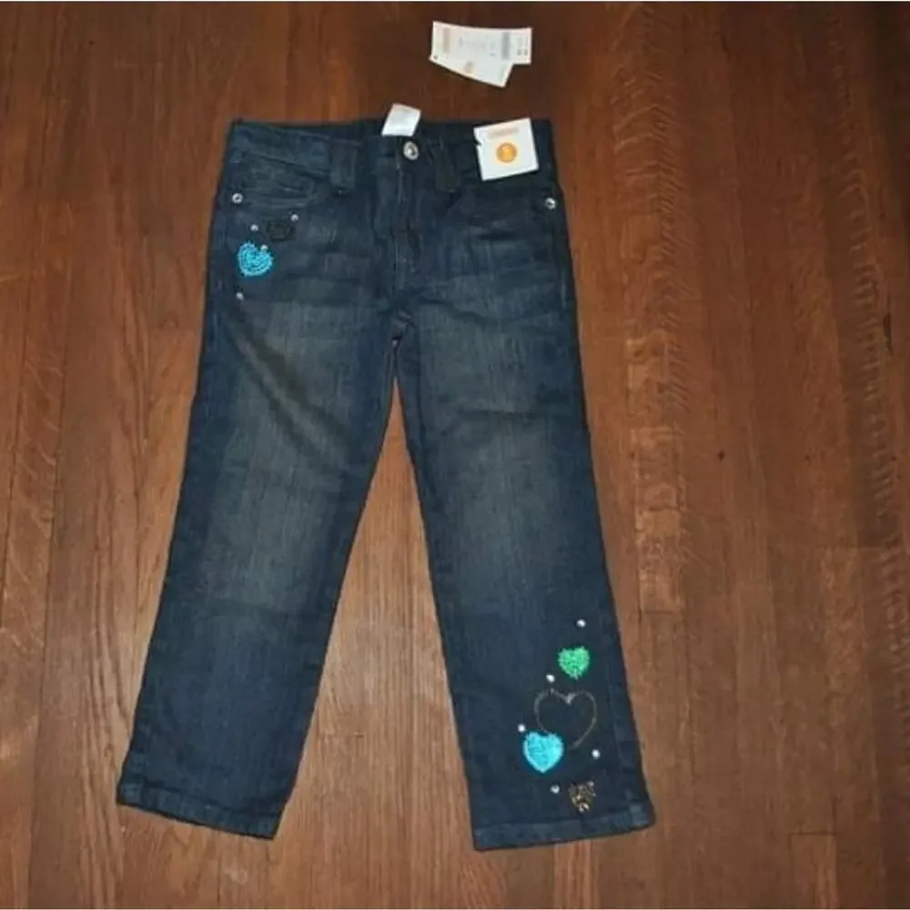 Gymboree Fancy Dalmation Sequin Heart Jeans Size 5 PLUS